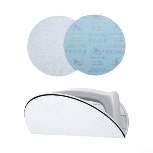 Ponceuse d'angle semi-circulaire multifonctionnelle avec 10 tampons de papier abrasif remplaçables pour bois, métal, plastique et cloison sèche, poignée ergonomique antidérapante, construction ABS