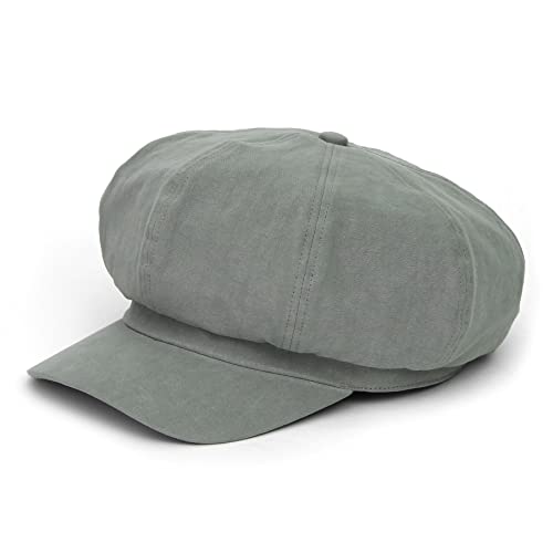 Undercontrol Vintage Bio Washed Cotton Classic Octagonal Pattern Unisex Painter Beret Castro Brim Hunting Hat Korea (Bio Khaki) #TOP1