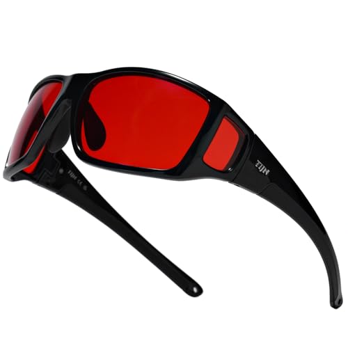 TIJN Sonia Red Sleep Glasses Orange Lens for Blue & Green Light Blocking,Dual AR Coating,Wraparound...