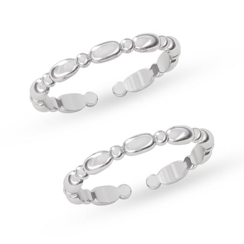 Image of Clara 925 Sterling Silver Size Adjustable Toe Rings Pair Gift for Women