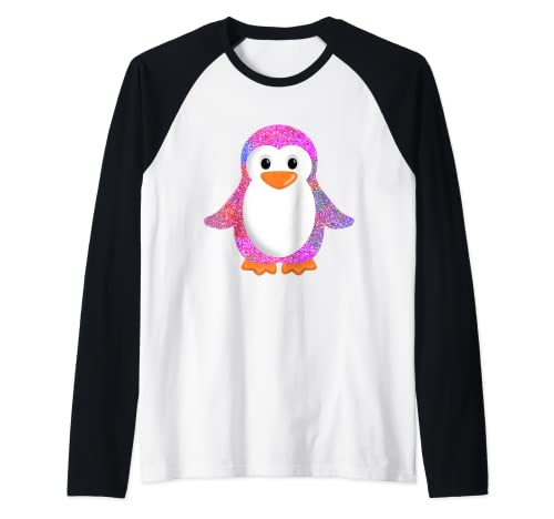 Pingüino de la ropa linda del animal para las niñas hombres Camiseta Manga Raglan