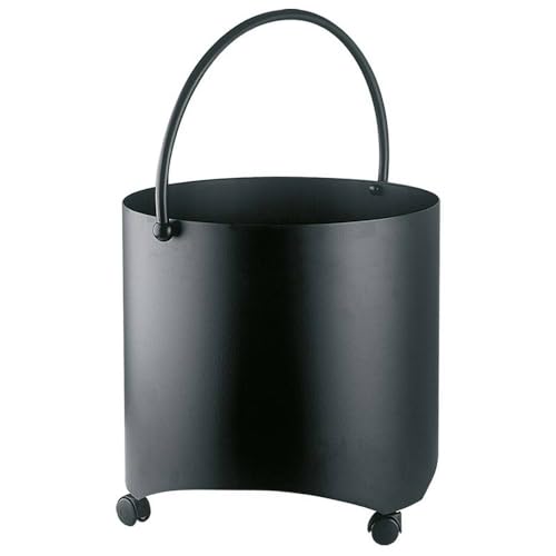 Comex Production - Leñero redondo con ruedas de acero negro de 40 cm de altura y 44 cm de diámetro. Fabricado en Italia