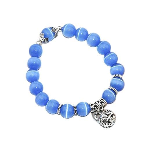 Bracelet en pierre naturelle d'opale et cristal bleu, un bijou rétro raffiné pour femme