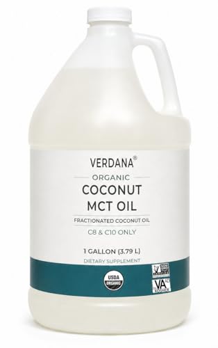 Verdana USDA Certified Organic Coconut MCT Oil Fractionated Coconut Oil No Palm Kernel Used Kosher Food Grade Non-GMO Great for Keto and Paleo Diets 1Gallon