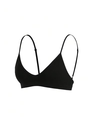 SweatyRocks Women's Triangle Bralette V Neck Wireless No Padded Bra Comfortable Everyday Bras3