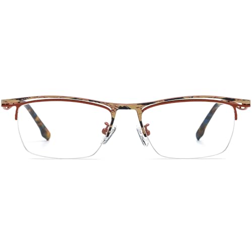 Image of FONEX Colorful Pure Titanium Glasses Frame Men Semi Rimless Square Eyeglasses Eyewear