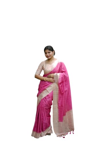 Image of SATIKA VASTRAM Tussar Silk Saree Solid Design Pure Soft Thread Weaving Contrast Border And Rich Pallu With Blouse Piece