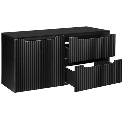 Lomadox Badmöbel Waschtisch-Unterschrank Set 120 cm schwarz Waschbeckenschrank Badschrank 2 Türem + 2 Schubkasten Auszüge, B/H/T ca. 120,4/59,5/40 cm