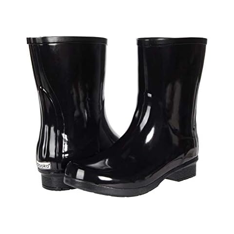 Chooka Womens Waterproof Polished Mid Rain Boot, Black, 9 US Cover