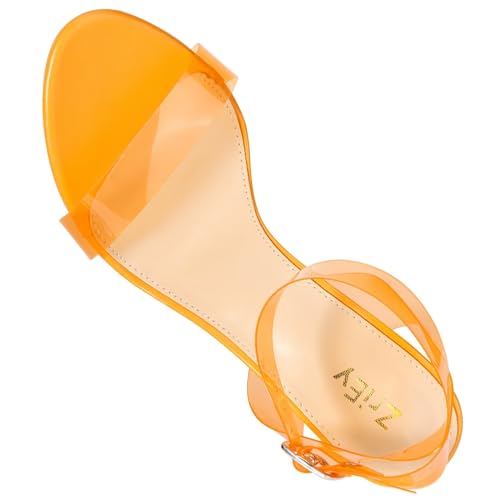 Image of ZriEy Clear Block Sandals Chunky Heels for Women 3.35 Inch Open Toe Adjustable Ankle Strap Pump Sandals for Weddings Parties Daily Wear