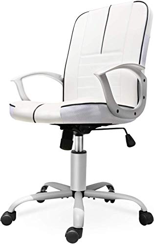 Office Chair Leather, Mid Back Home Office Chair Bonded Leather Computer Swivel Task