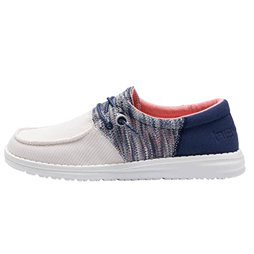 Image of HEYDUDE Women's Wendy Sox Funk Navy Size 8 | Women's Shoes | Women's Lace Up Loafers | Comfortable & Light-Weight