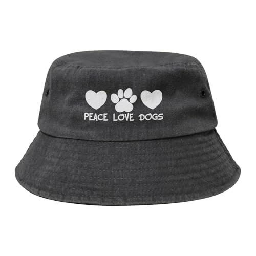 Qauirfe Peace Love Dogs Fashion Cowboy Denim Fisherman Hat Outdoor Fishing Cap Sun