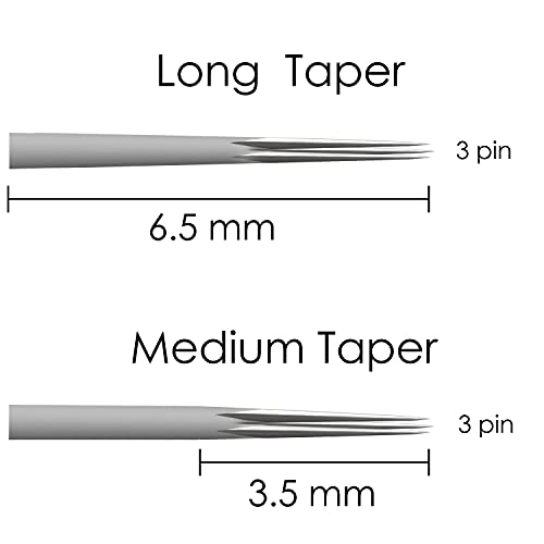 AWAKEN Nadelpatronen Dermograph Sterile Tattoo Cartridge PUM Round Liner 3 Pin Long Taper Einweg Makeup Eyebrows Lippen Eyeliner Runden (0.30mm/3RLLT)