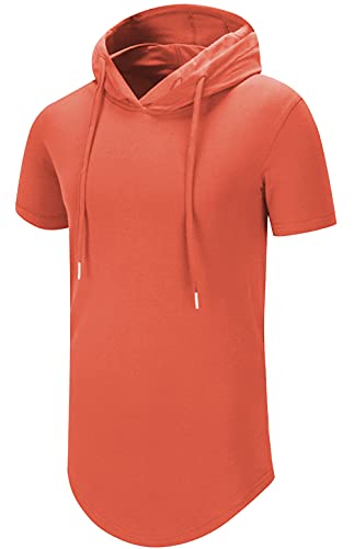 Aiyino Men's S-5X Short Sleeve Fashion Athletic Hoodies Sport Sweatshirt Hip Hop Pullover S Orange #TOP1