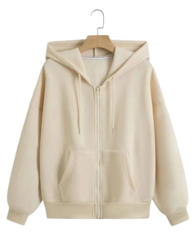Image of Rabboni Women's Solid Zip-Up Hoodie Jacket | Full Sleeve Hooded Sweatshirt with Kangaroo Pockets | Casual Winter Wear Hoodie for Women