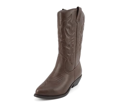 Image of Soda inchTELLER inch ~ Women's Western Cowboy Boots with Stitched Detailing, Pointed Toe, and Low Block Heel