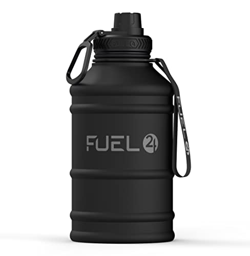 Image of Fuel24 Stainless Steel Jug - 1.3 or 2.2 Litre Water Bottle - Extra Strong, BPA Free, Leak Proof - Large Gym Sports Bottle, 1.3L, 2.2L, Metal Bottle - Colour Options
