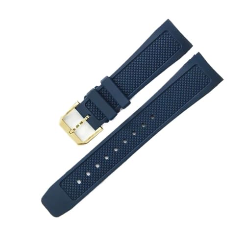 IWC �|���g�M�[�[�V���[�Y IW390211 IW390209 IW390503 IW3907047 �J�[�u�h�C���^�[�t�F�[�X �X�|�[�c �\�t�g�V���R���E�H�b�`�o���h 22mm �ƌ݊�������(Blue-Golden-K10)