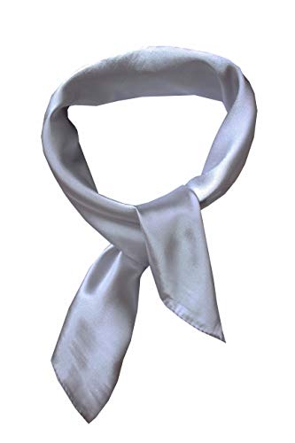 Silk square scarf pure color head scarf blend neckerchief (silver)