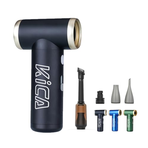 KiCA JetFan 2S Combo Compressed AirCan Substitute 117000RPM Air Duster Electric Blower for ComputerKeyboard Cleaning Hair Drying Camping Outdoors Car Barbershop Handmade Rechargable Metal Body Black