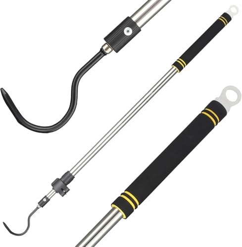 Image of Snake Hooks, Stainless Steel Snake Hook Extendable Handled Desigh for Removling Large or Small Snakes and Reptiles Rattlesnakes Python Copperhead Stainless Steel Handle 35 inch-65 inch