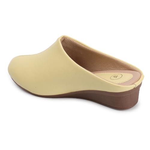 Image of Mules for Women, Open Back Wedge Heel Slip on Formal Shoes & Sandals Girls