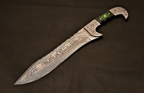Empire - 21 Inch Long - Sharpe Edges - Handmade Damascus Steel Full Tang Hunting Machete with Sheath - Pakka Wood Grip - Hand Forged Medieval Machete- Best Gift for Him