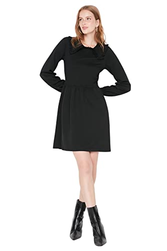 TRENDYOL Damen Mini Shirt Dress Regular Dress Kleid, Schwarz, L EU
