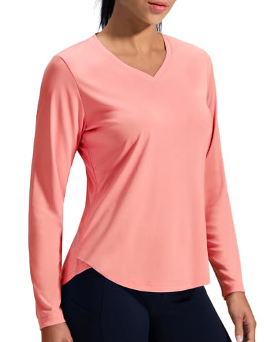Image of MIER Womens Long Sleeve Sun Shirt UPF 50+ Quick Dry V-Neck Workout Tops