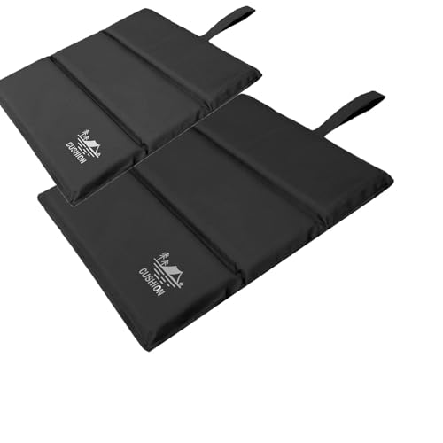YACOTOERI 三つ折り式アウトドアクッション 厚手タイプ 2.0cm 軽量 低反発 キャンプ用クッション スポーツ観戦 釣りをする 公園 夏は断熱、冬は防湿 大人/子供用 (ブラック+ブラック)
