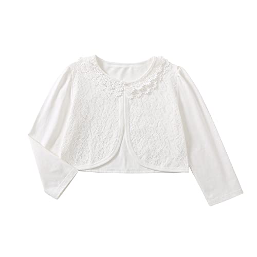 Girls Bolero Shrugs 3/4 Long Sleeve Light-Weight Bolero Cardigan Dress Cover Up for Communion