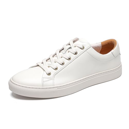 Sneakers for Men - Clean Design Full-Grain Leather Shoes Athletic Sneakers