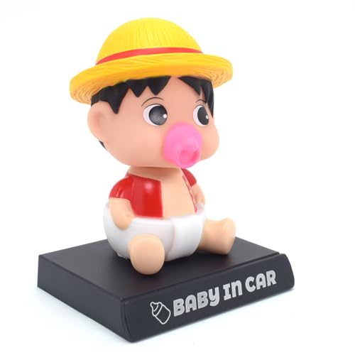 Image of Super Hero Action Figure Limited Edition Bobblehead with Mobile Holder for Car Dashboard, Office Desk & Study Table (Pack of 1) (Baby Luffy)
