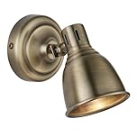 National Lighting Weston Single Plate GU10 Spotlight Antique Brass – Adjustable Spot Lights for Indoor Use, LED Lamp Compatible 4.6W Warm White – Vintage Style Directional Lighting Fixture