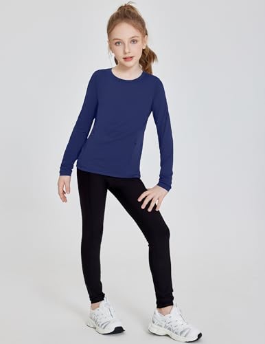 Zaclotre Girls Long Sleeve Shirts with Zipper Pockets Quick Dry Athletic Workout Tops for Kids Sport Performance Clothes2