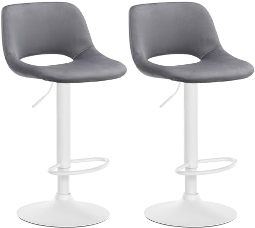 CLP Lot de 2 tabourets de Bar Camden I recouverts de Velours, Couleur:Gris foncé, Matériel du...