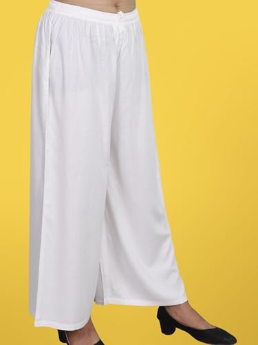 Image of KASANI Women's Solid Rayon Palazzo Pants Regular Palazo