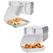 To Go Containers 3 Compartment 8 Inch 34oz 55 Pack and Take Out Food Containers 27oz 50 Pack