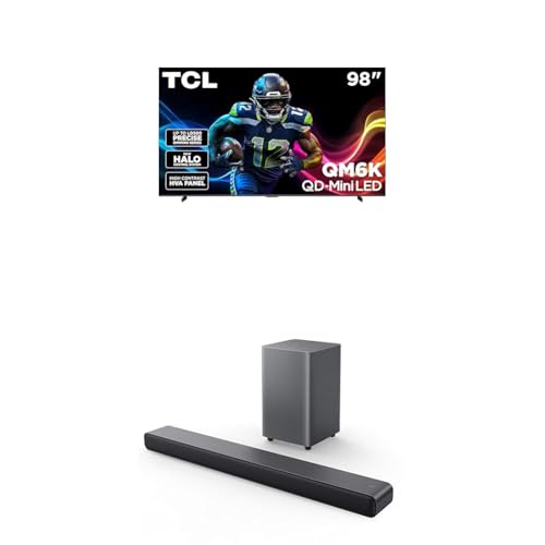 Image of TCL 98-Inch QM6K QLED 4K Smart QD-Mini LED TV with Google TV (98QM6K, 2025 Model) + S55H S Class 2.1 Channel Sound Bar with Dolby Atmos