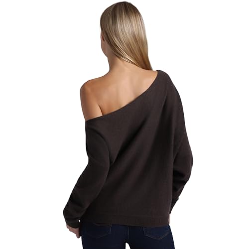 Image of Minnie Rose Womens Long Sleeve Off the Shoulder Cashmere Pull On Sweater