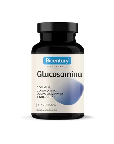 Bicentury Glucosamina con Condoitrina– Complemento Articular con Boswellia, Bambú, MSM y Quercetina – Para Articulaciones, Huesos y Músculos - 180 Comprimidos – Sin Gluten ni Lactosa