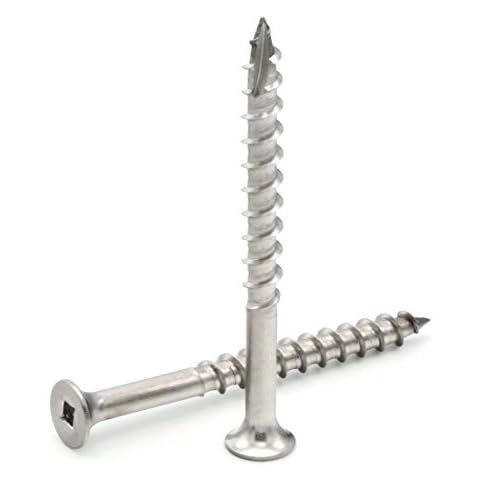 #8 Deck Screws 305 Stainless Steel Square Drive Type 17 Wood Cutting Point #8 x 1-5/8 inch Qty 250 Cover