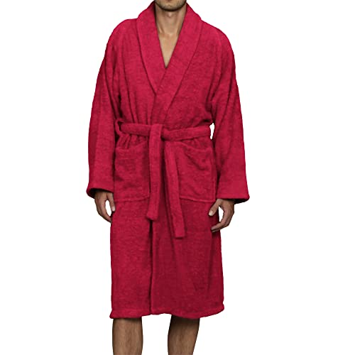 Superior Unisex Egyptian Terry Cotton Medium Bath Robe, Burgundy, Long-Staple Combed, Standard
