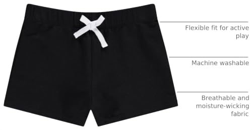 Image of BTween 4 Pack Girls Shorts, Cotton French Terry Shorts for Girls, Kids Summer Clothing
