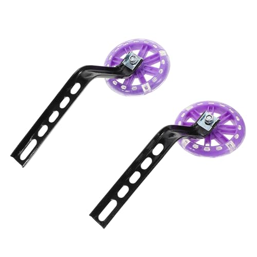 Ruedas de entrenamiento para bicicleta Totority con luces intermitentes, ruedas estabilizadoras auxiliares resistentes universales para seguridad y equilibrio, 1 par morado miniatura 1