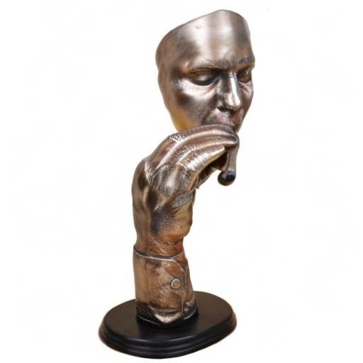 Estatua creativa y abstracta de hombre en resina plateada miniatura 6