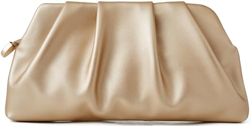 Image of Evening Bag for Women Ruched Clutch Purse Detachable Metal Chain Crossbody Bag