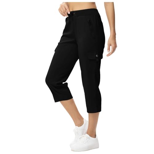 Pantalon 3/4 jambes larges en coton uni confortable et fonctionnel