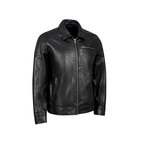 Rauly Polo Collar Premium Leather Jacket Men - Old School Classic Style Everyday Wear Real Lambskin Mens Leather Jacket2